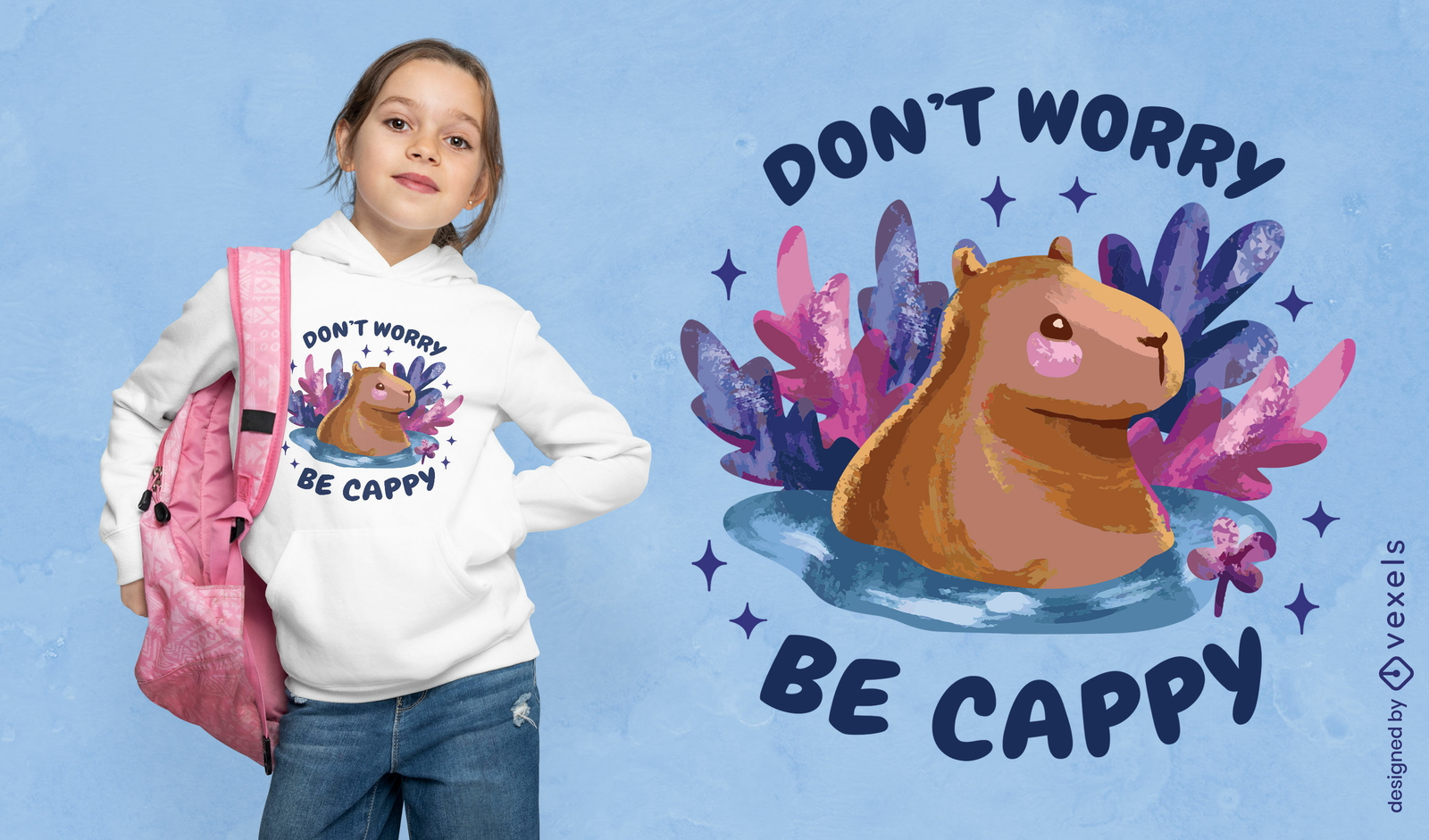 Kühles Capybara-Aquarell-T-Shirt-Design