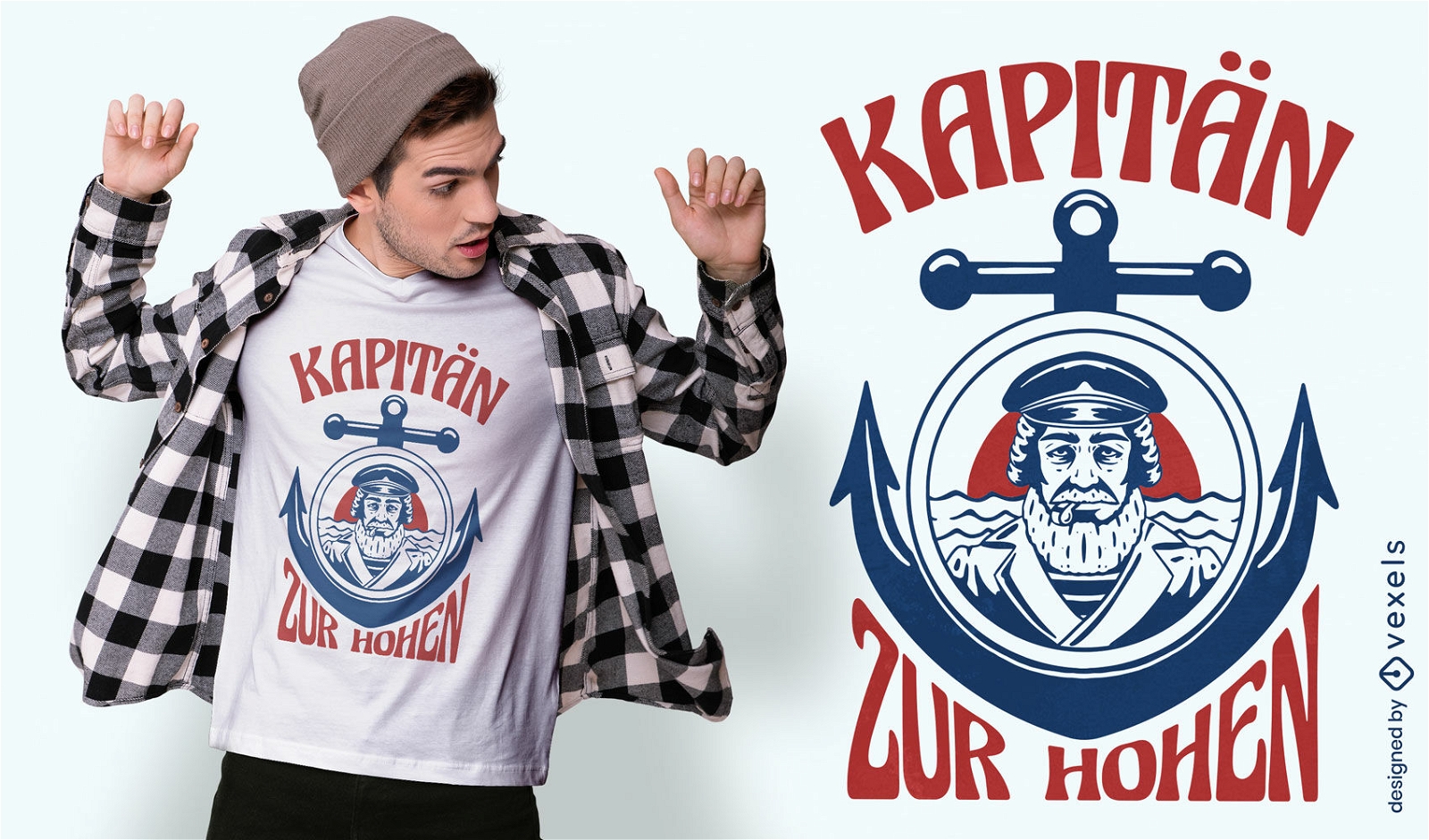 Diseño de camiseta de capitán de barco