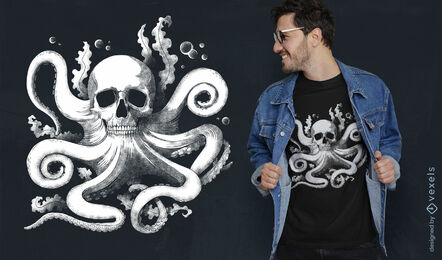 Design de camiseta de caveira de polvo