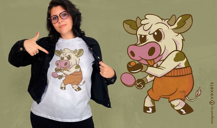 Design de camiseta de vaca de pingue-pongue