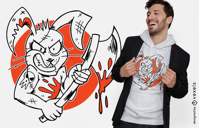 Design de camiseta de coelho assassino de Halloween malvado