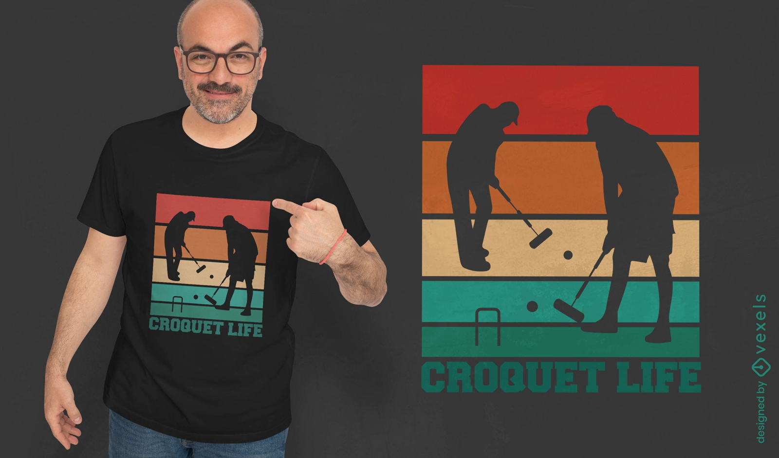 Design de camiseta de silhueta de croquet