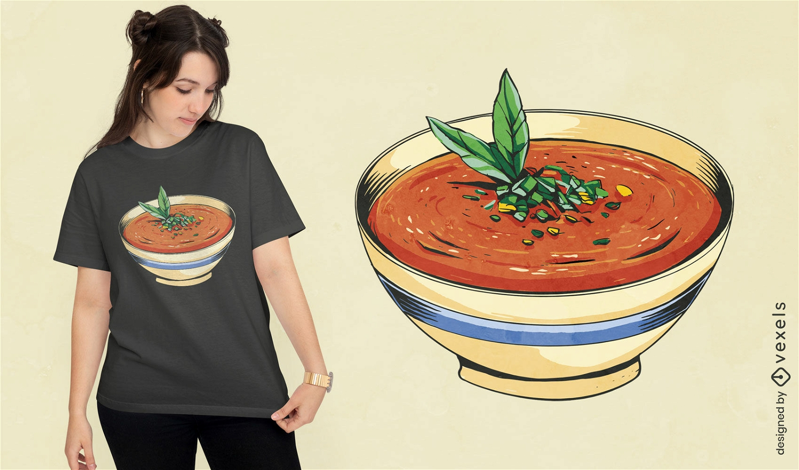 Dise?o de camiseta de sopa de gazpacho.