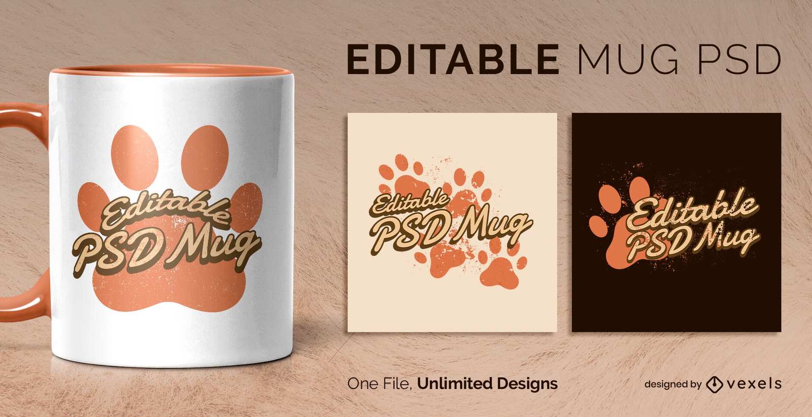 Diseño de taza escalable de patas de perro