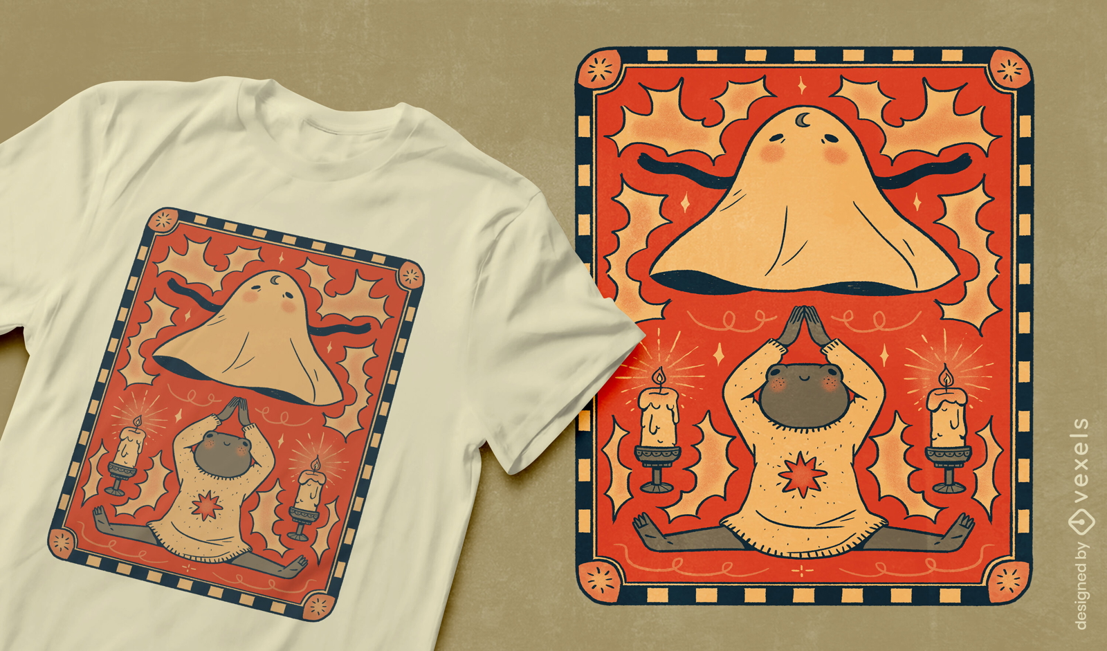 Camiseta de dibujos animados de animales y fantasmas de ranas psd