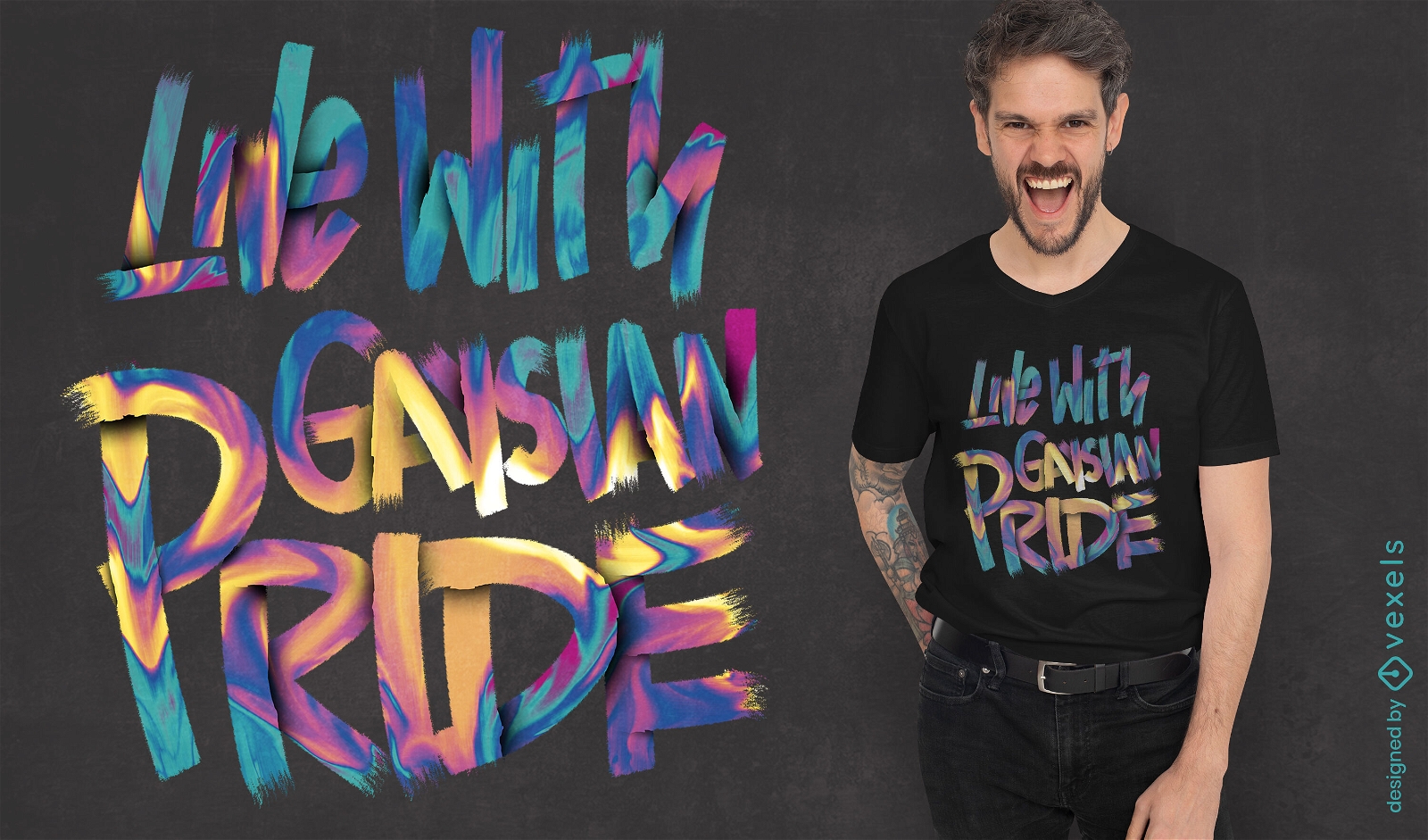 Design de camiseta de arco-íris de orgulho gay e asiático