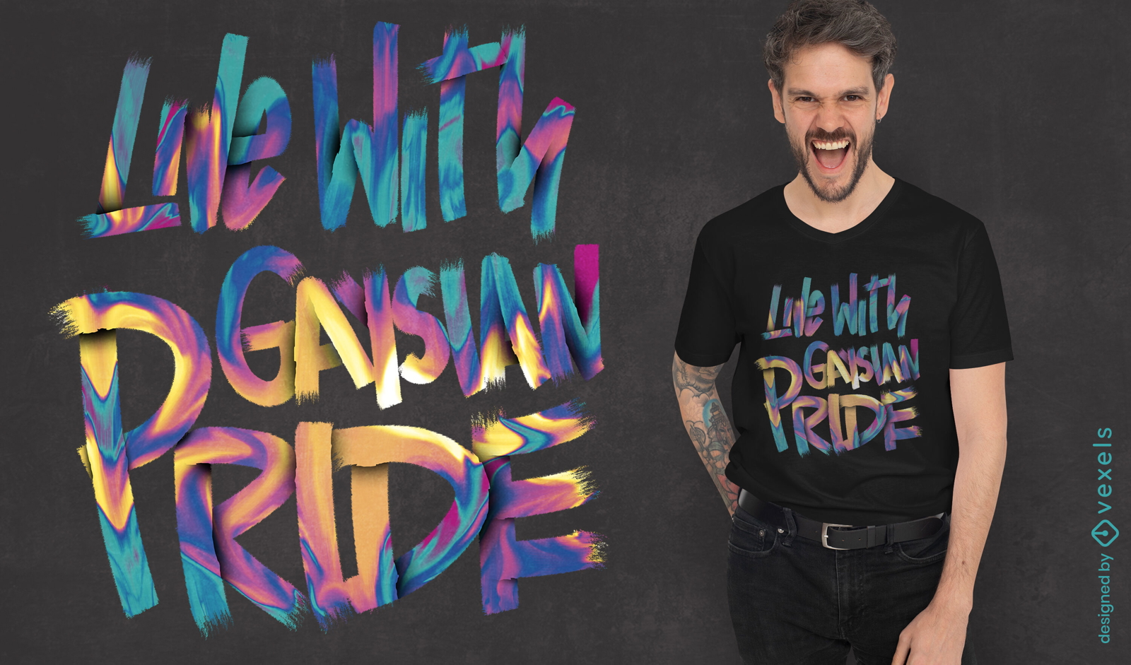 Diseño de camiseta de arco iris de orgullo gay y asiático