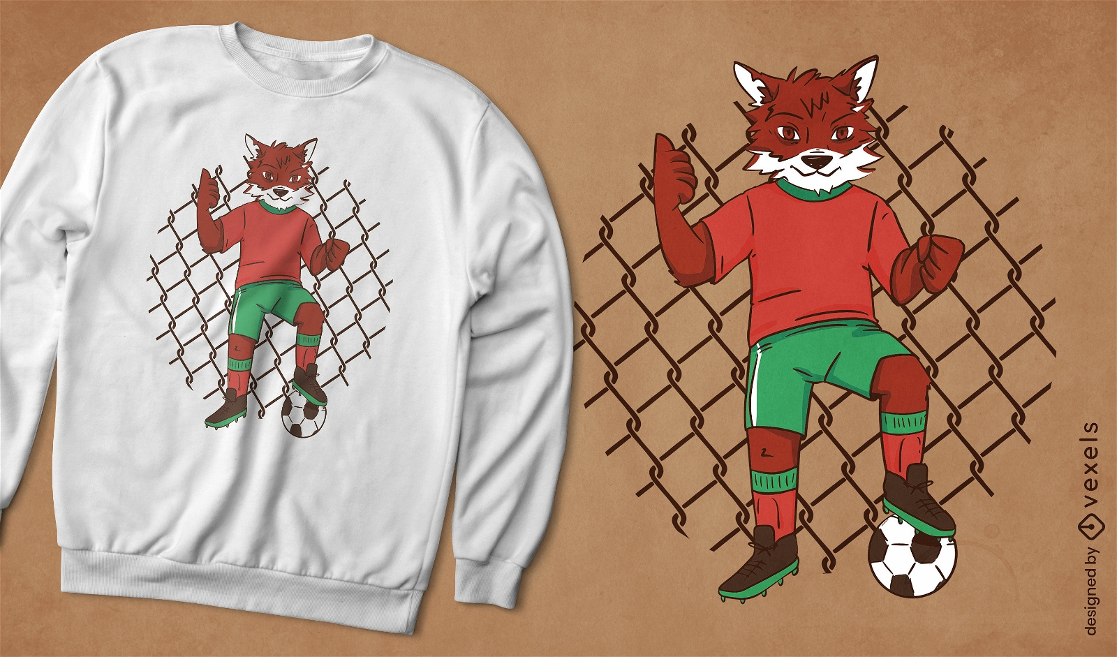 Fox-Fu?ballspieler-T-Shirt-Design