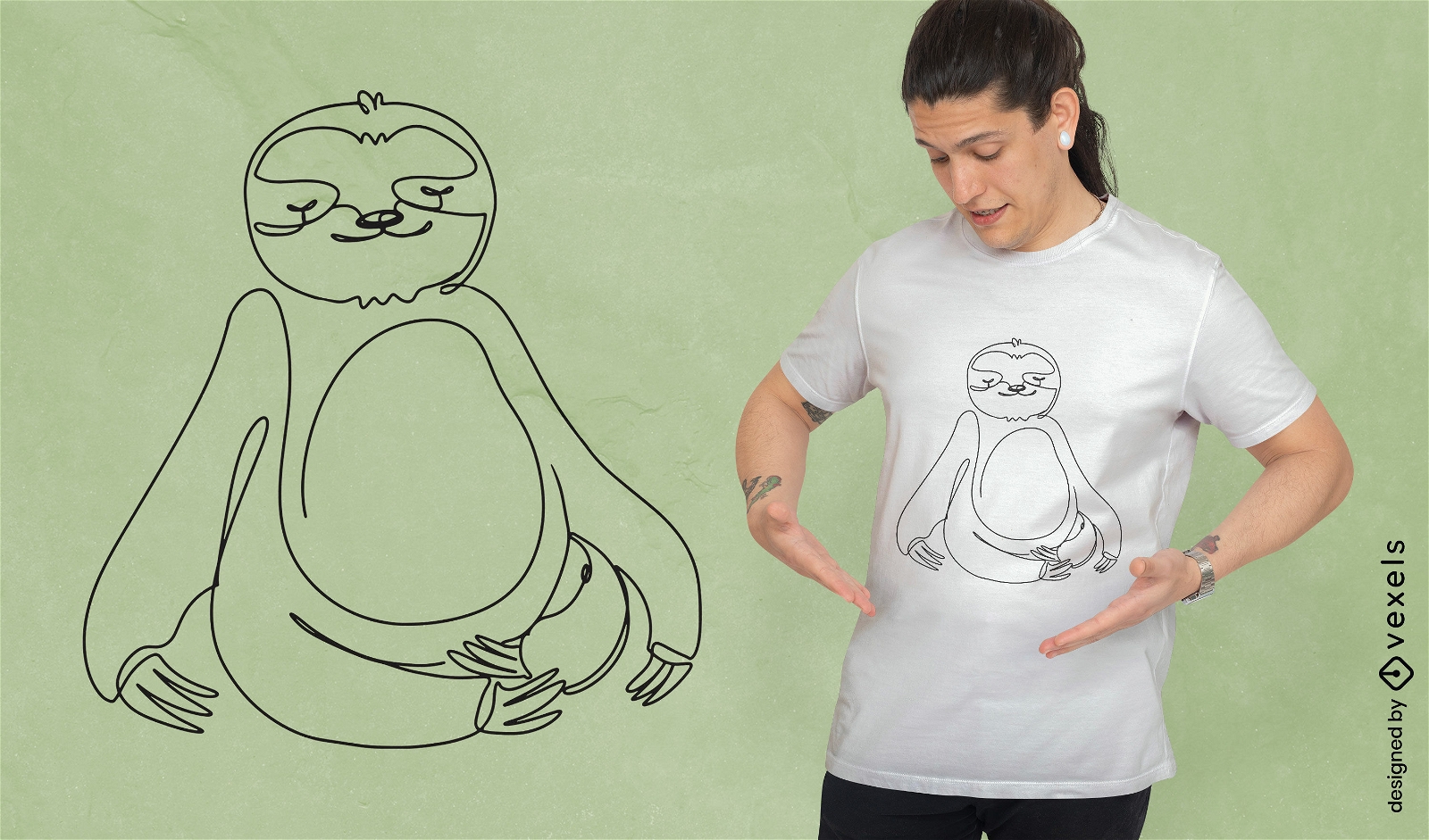 Continuous line sloth t-shirt design