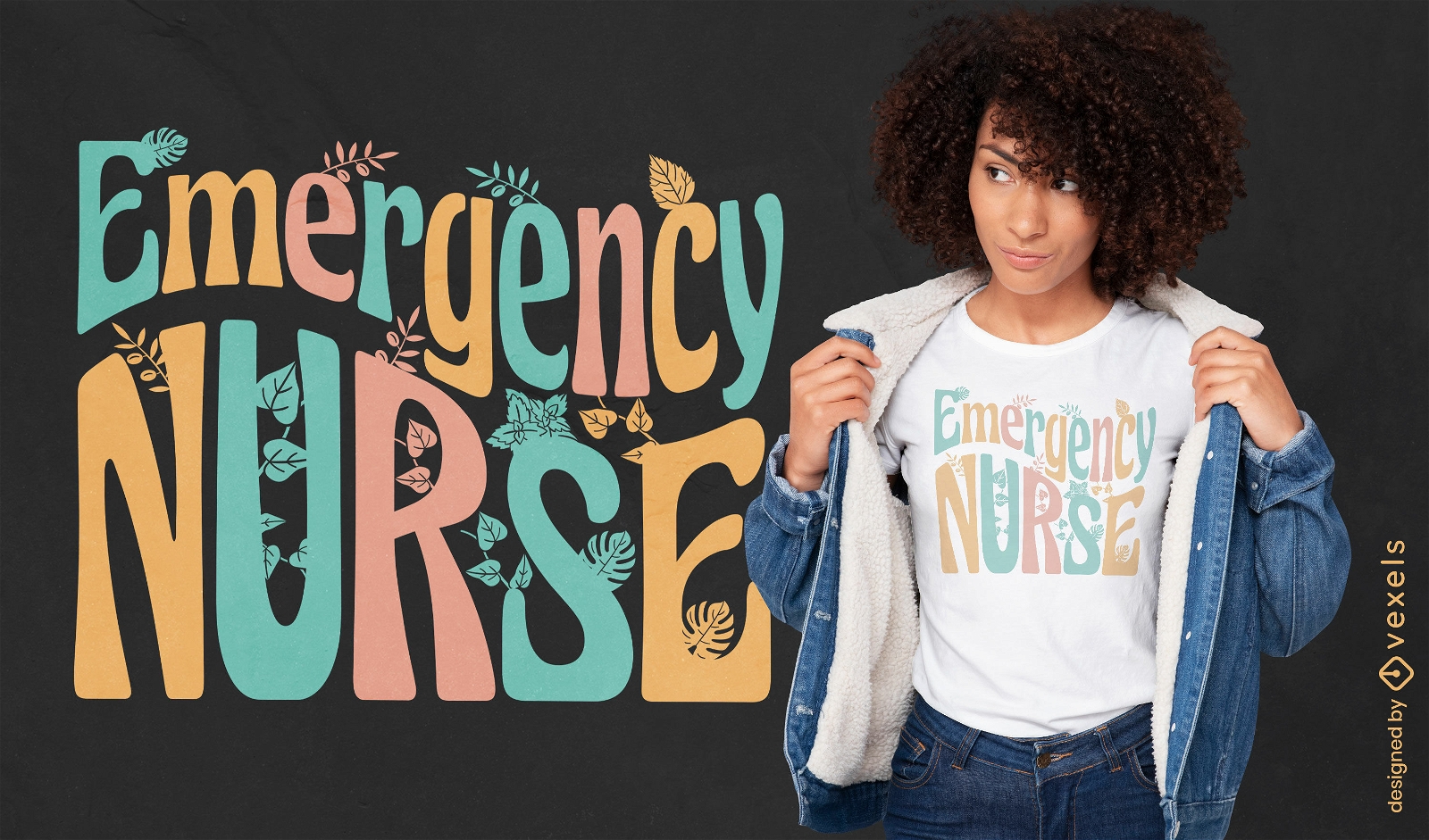 Dise?o de camiseta con letras de enfermera de emergencia.