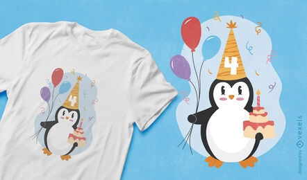 Design de camiseta de pinguim de aniversário