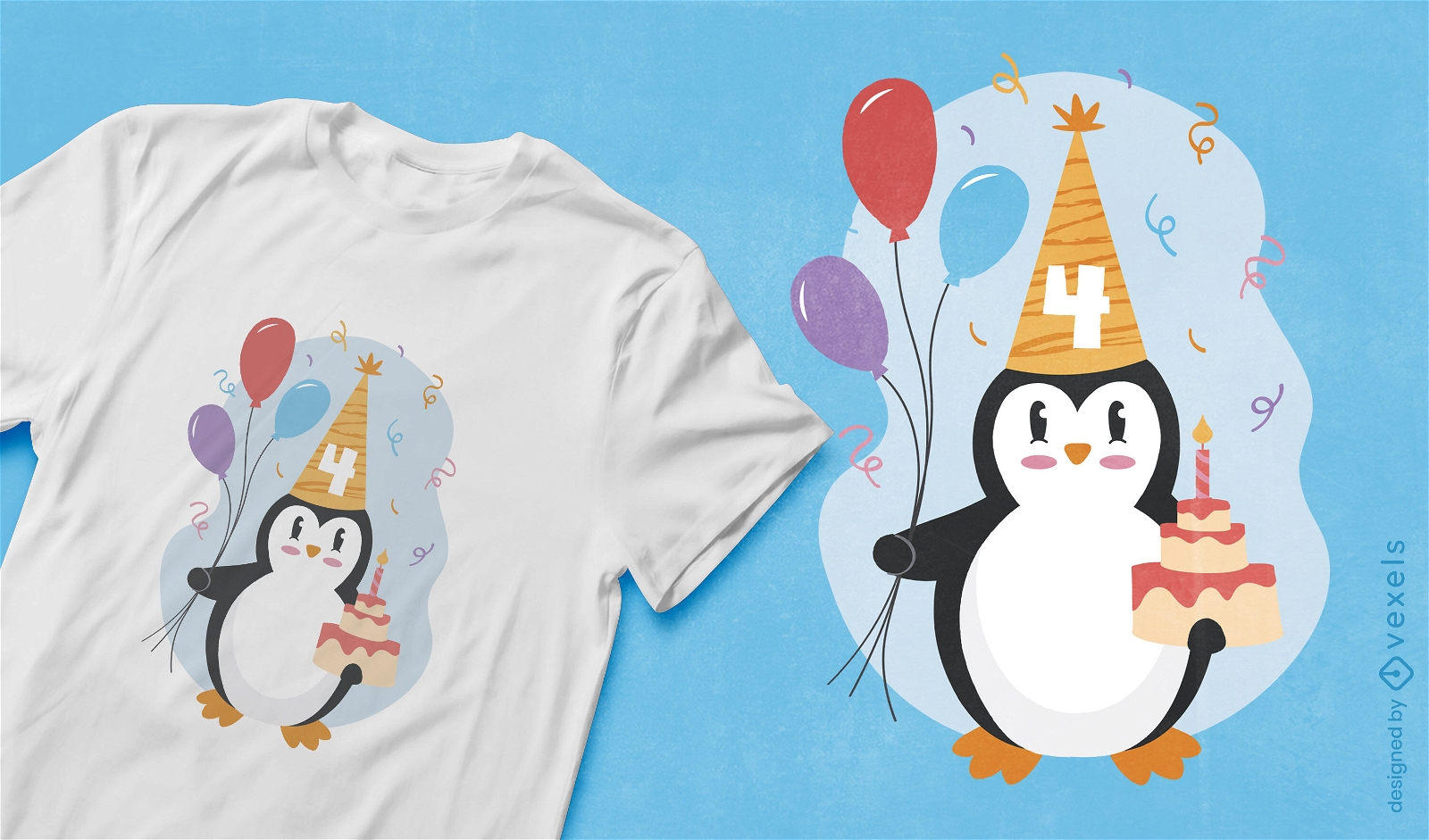 Birthday penguin t-shirt design