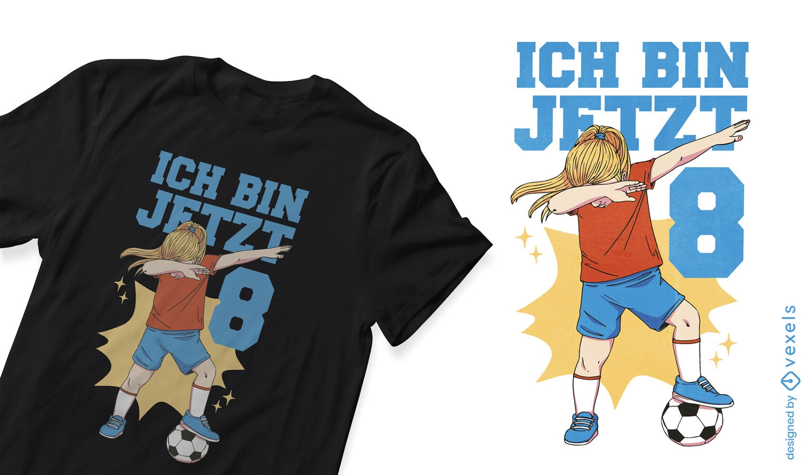 Diseño de camiseta de niña de fútbol de cumpleaños.