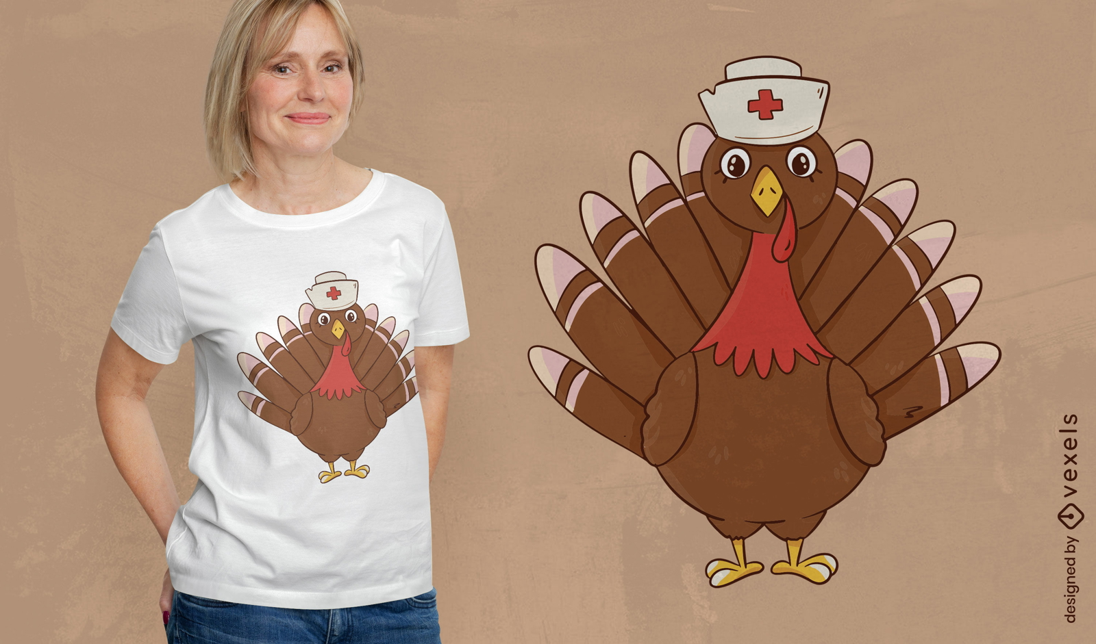 Diseño de camiseta de acción de gracias de enfermera de Turquía
