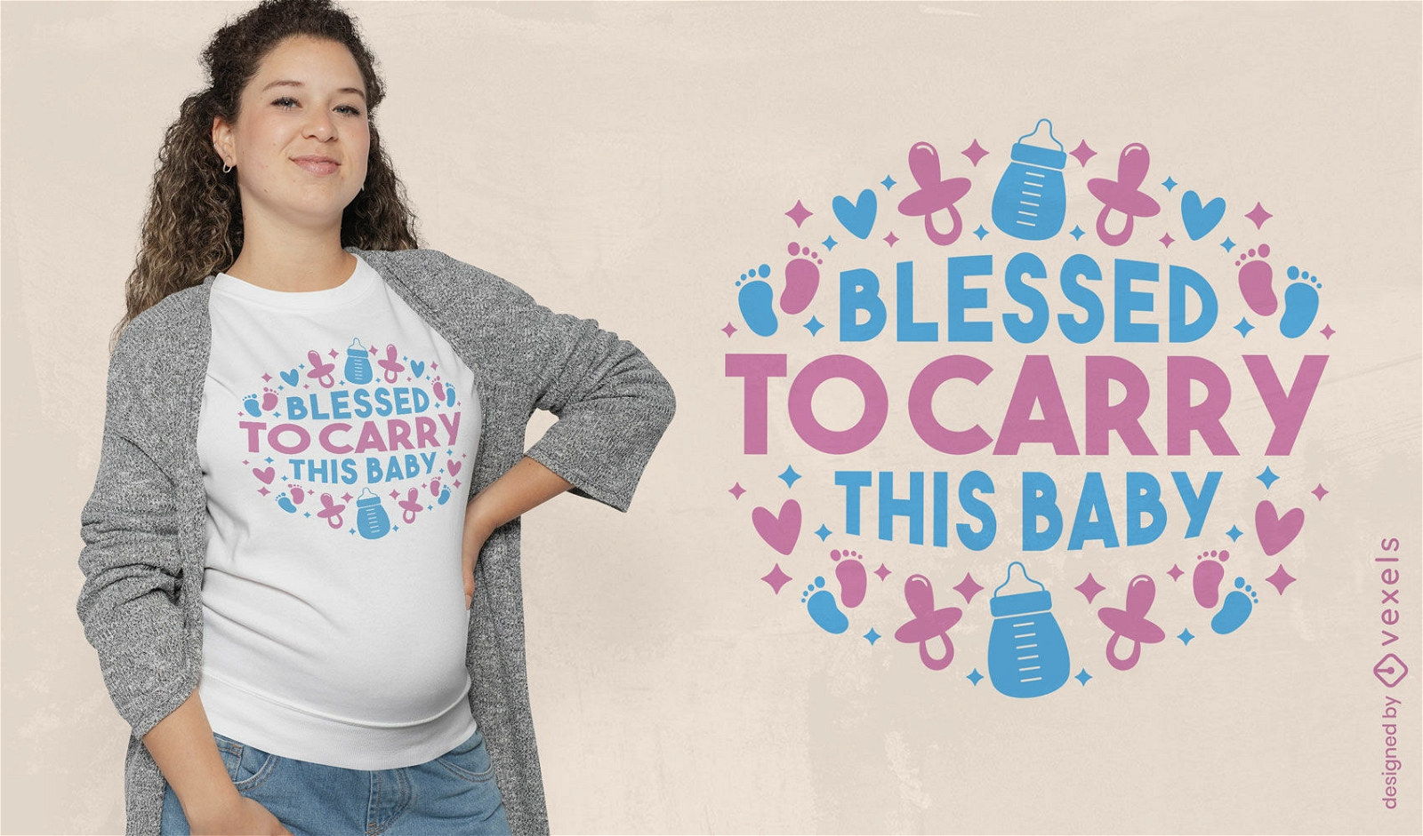 Abençoado por carregar este design de camiseta de gravidez de bebê