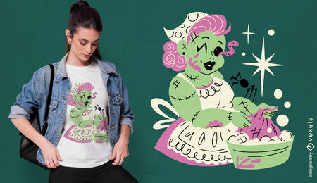 design de camiseta de dona de casa zumbi dos anos 50