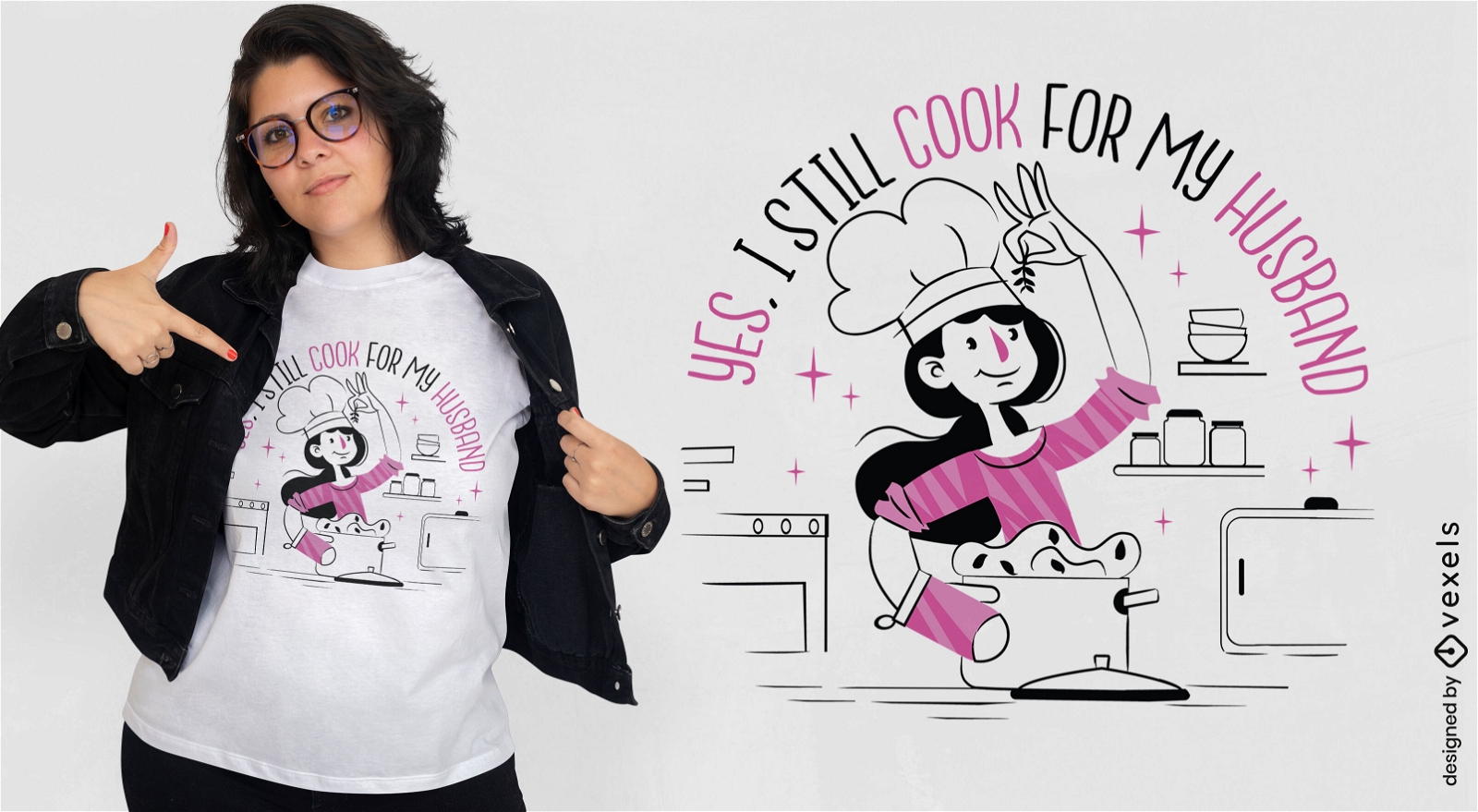 Diseño de camiseta de mujer cocinando