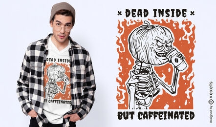 Design de camiseta de esqueleto de cabeça de abóbora
