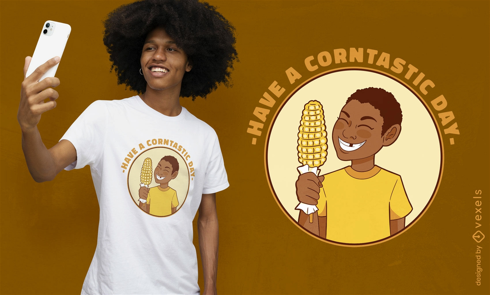 Diseño de camiseta de meme de niño de maíz