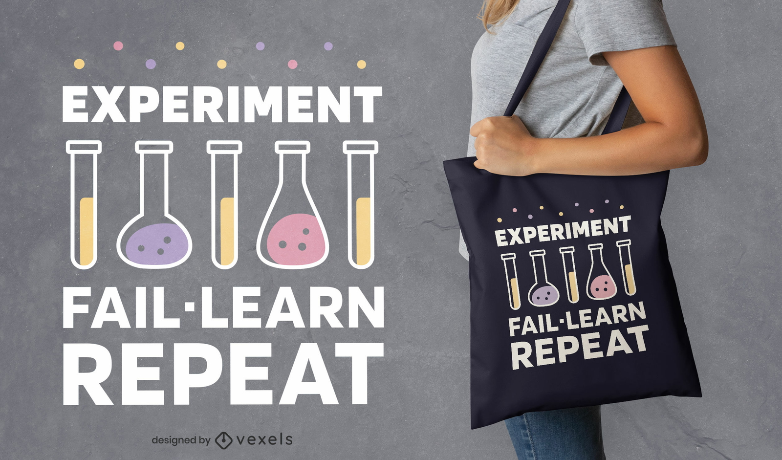 Diseño de bolsa de asas de experimentos científicos.