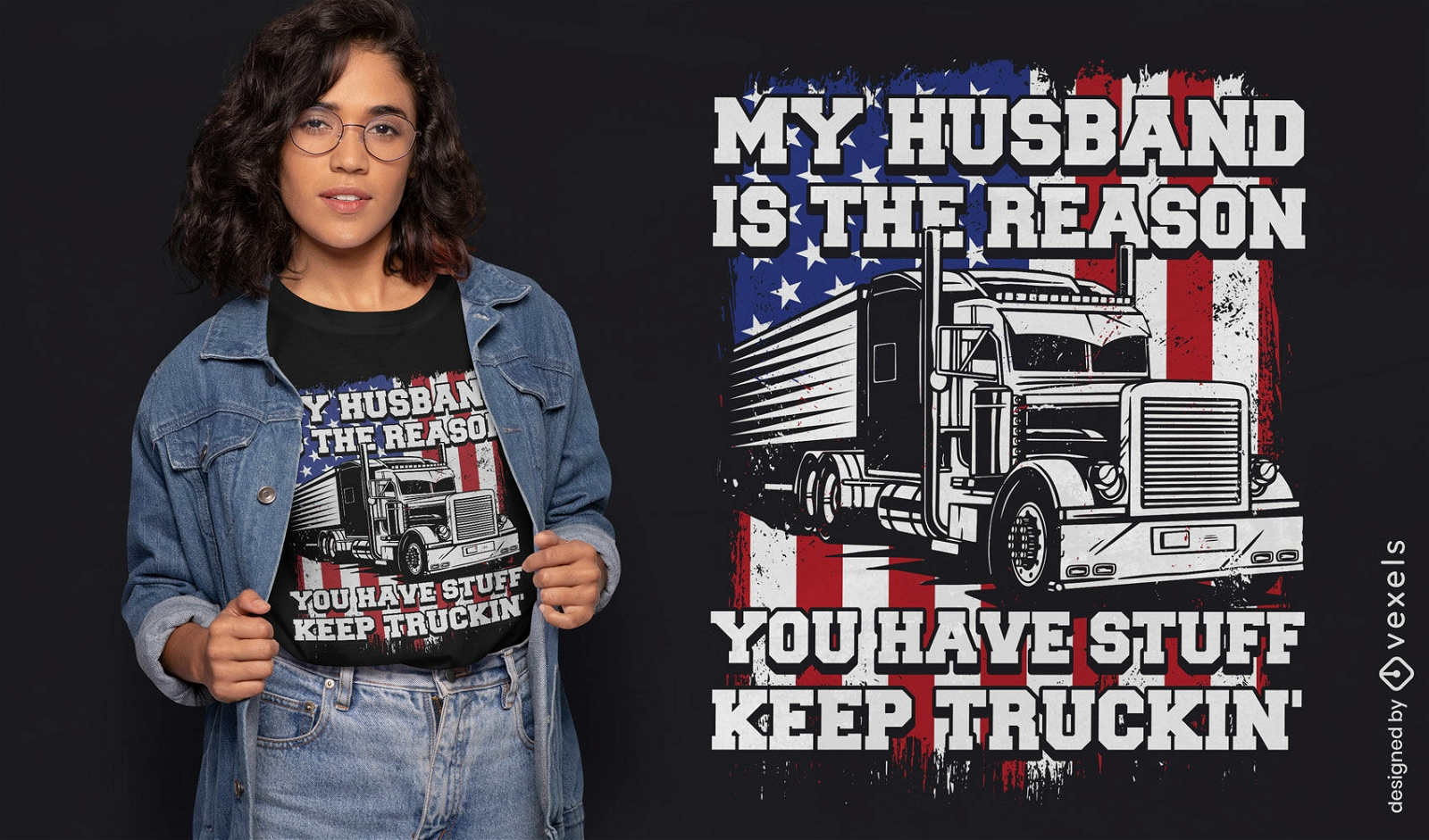 Design de camiseta de marido de motorista de caminhão