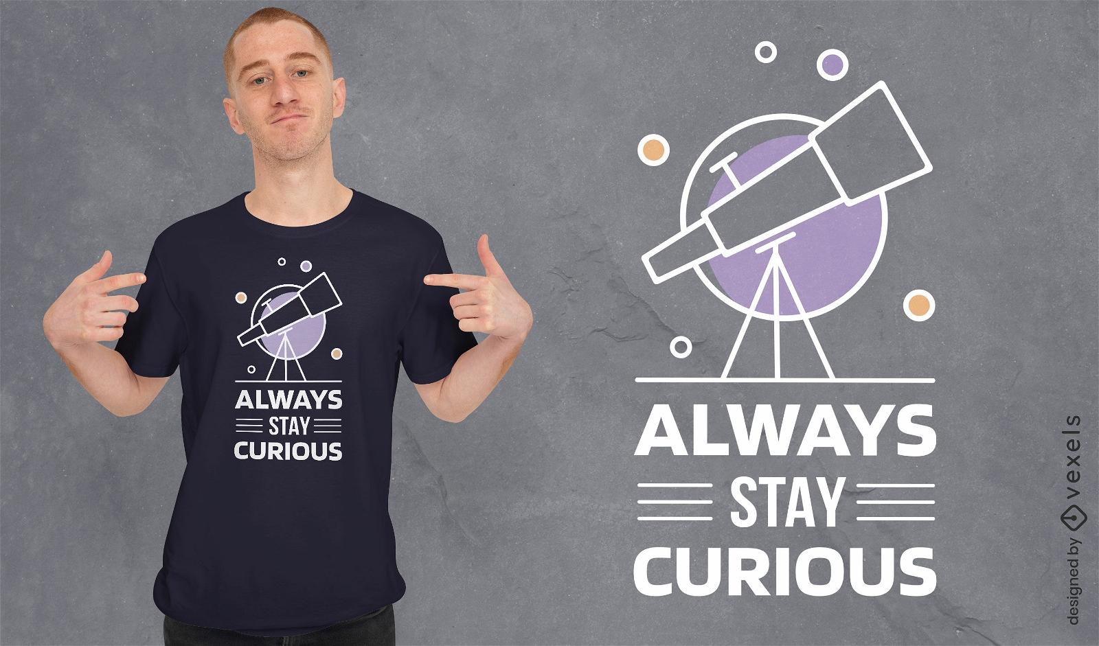 Design de camiseta de telescópio de ciência espacial