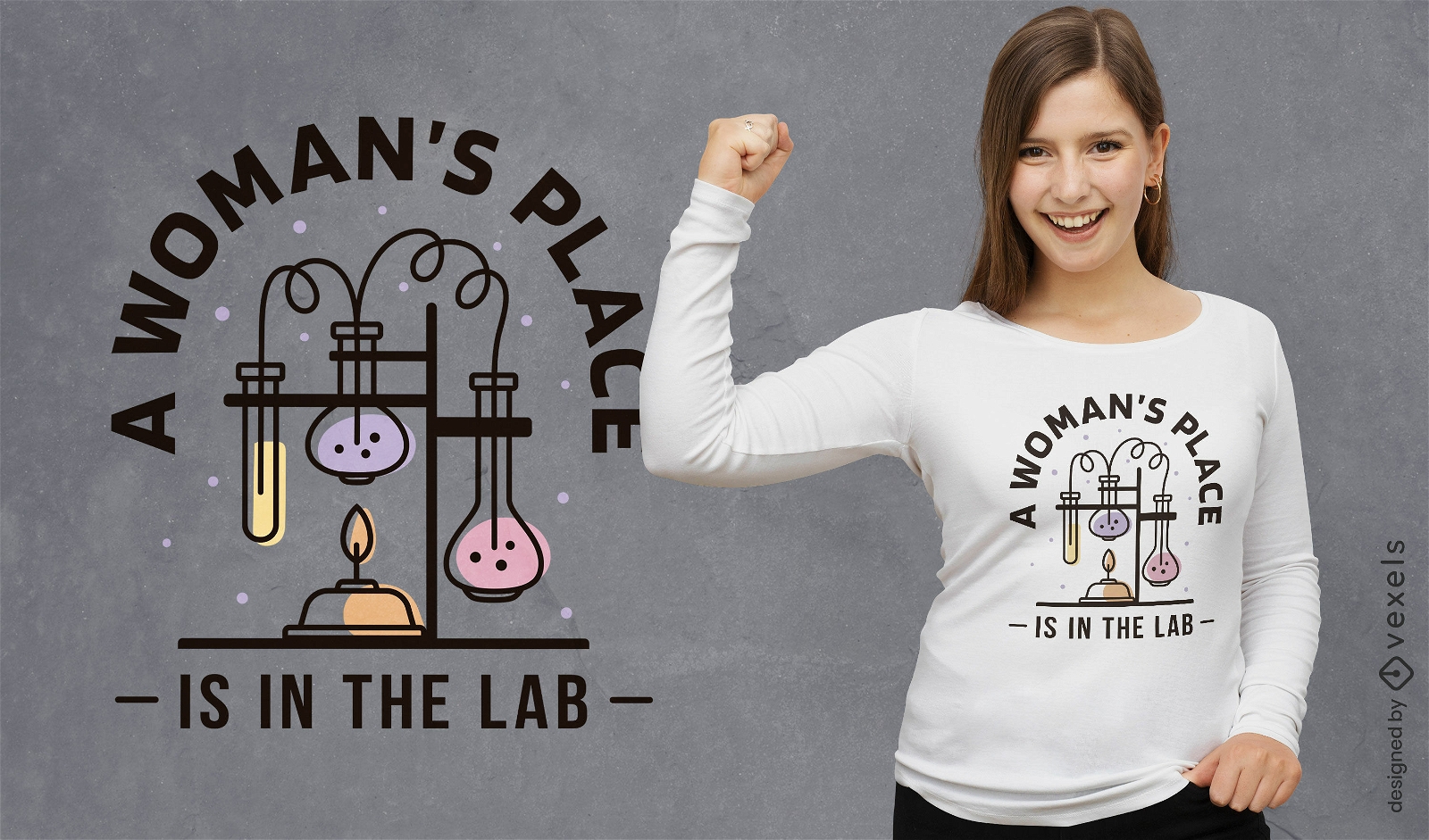 Design de camiseta de equipamento de ciência de laboratório de química