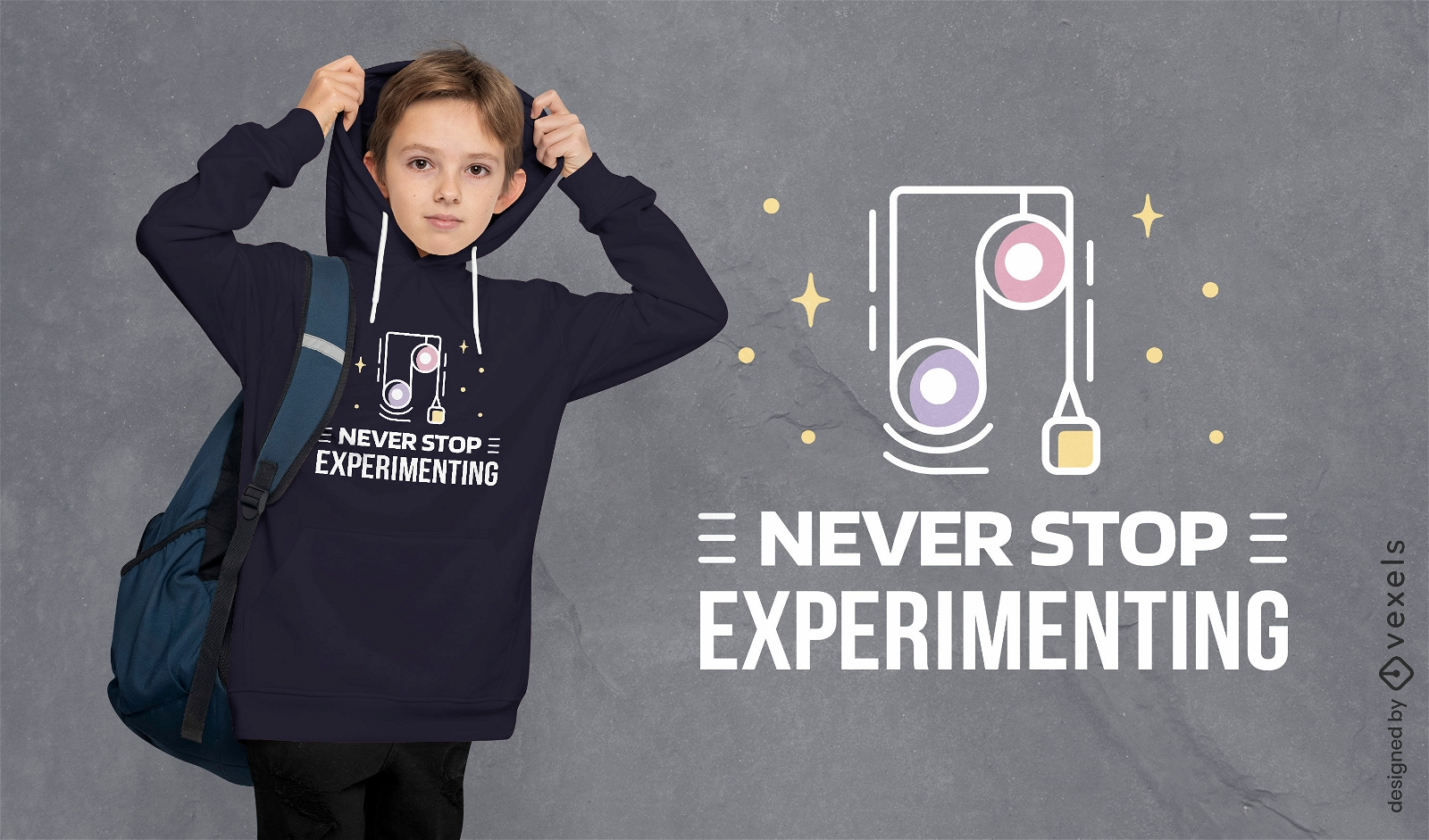 Design de camiseta de experimento de ciência física