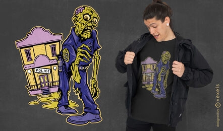 Zombie-Polizisten-T-Shirt-Design