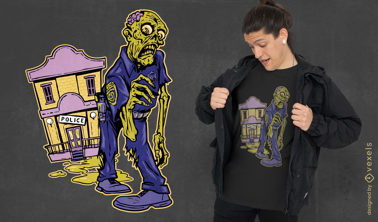 Zombie police officer t-shirt design