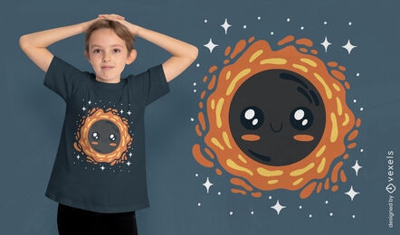 Diseño de camiseta de agujero negro kawaii
