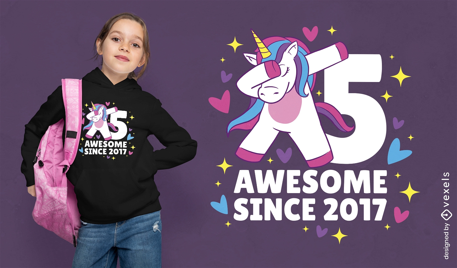 5th Birthday unicorn t-shirt design