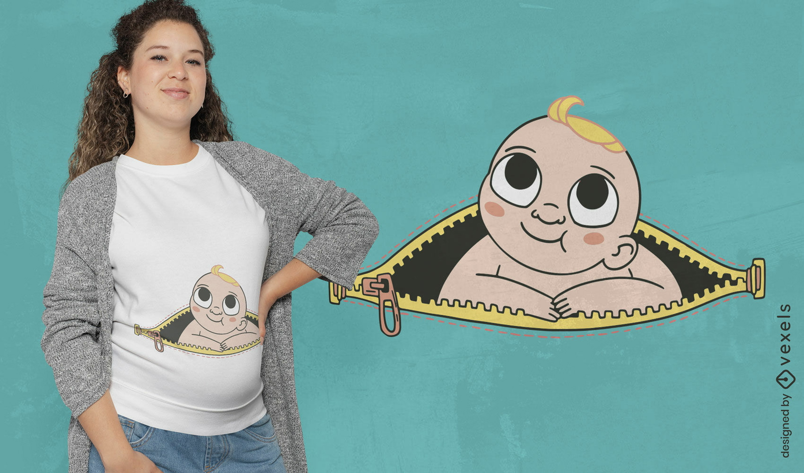 Diseño de cremallera y camiseta de bebé.