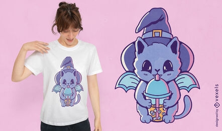 Witch cat bat t-shirt design