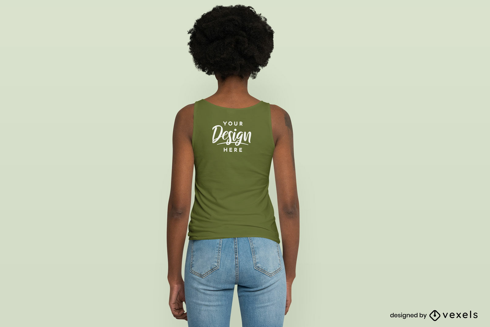 African american female with tank top mockup