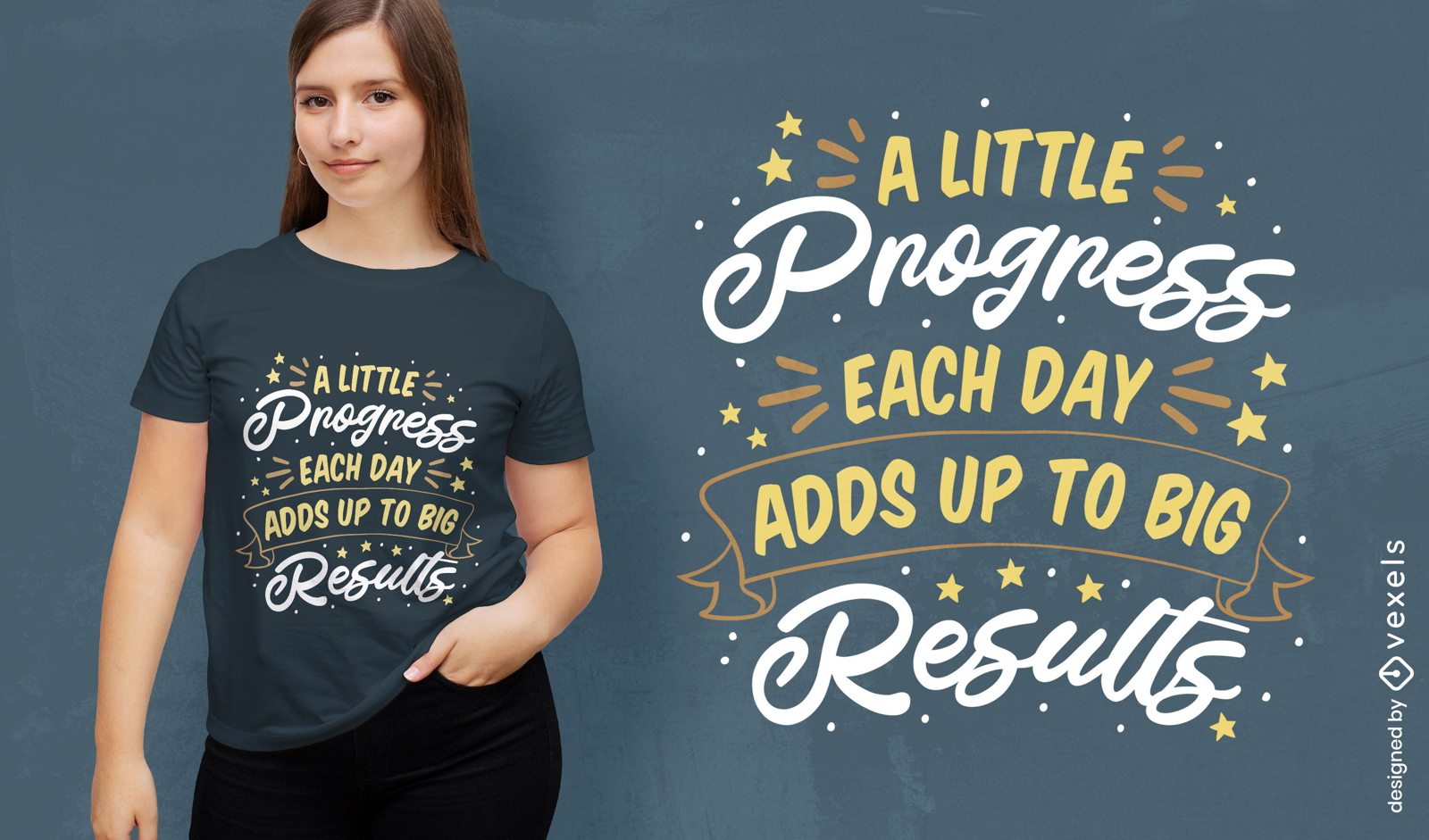 Diseño de camiseta de cita de letras de progreso