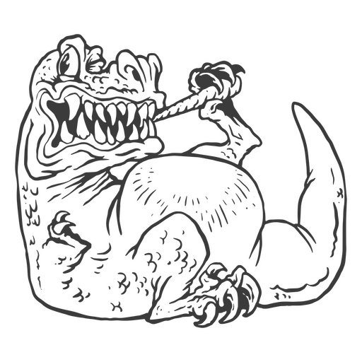 Dinossauro comendo um chifre de unicórnio Desenho PNG
