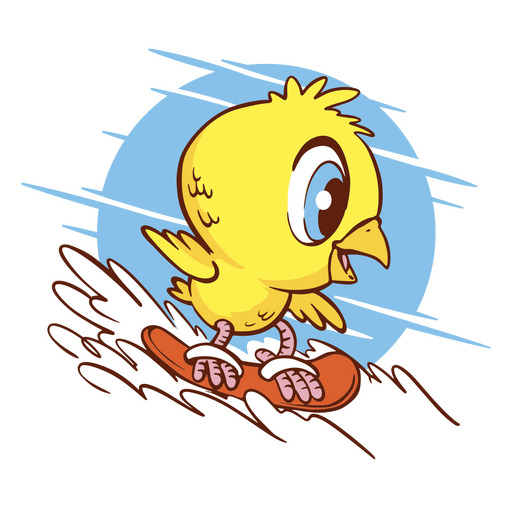 Little chicken joyfully skiing in the snow PNG Design