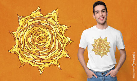 Design geométrico de camiseta de sol amarelo
