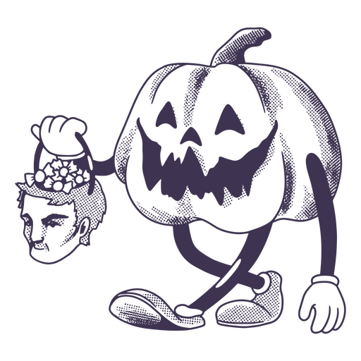 Abóbora de Halloween com uma cesta de gostosuras ou travessuras em forma humana Desenho PNG
