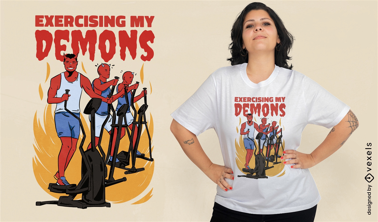Funny demons in the gym t-shirt design