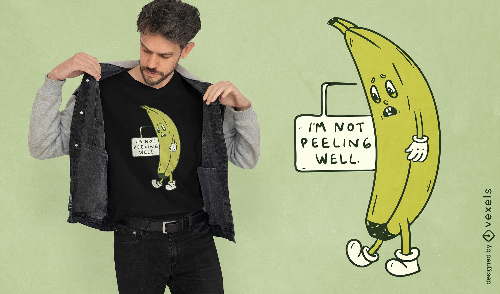 Diseño de camiseta divertida de plátano de dibujos animados