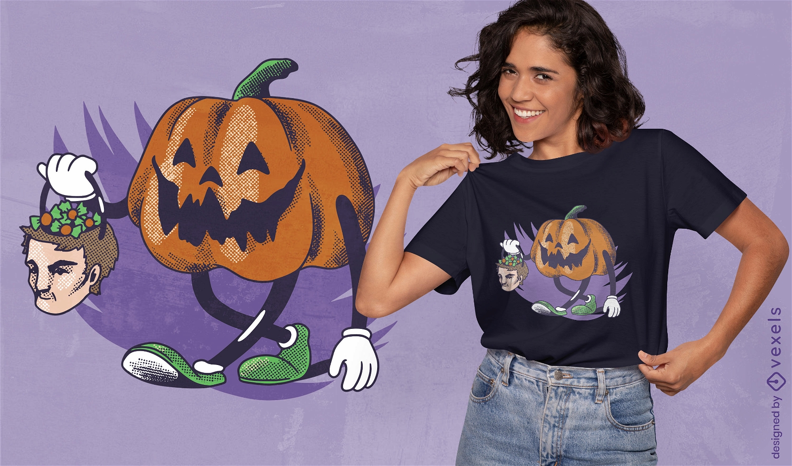 Jack o lanterna no design de t-shirt de halloween