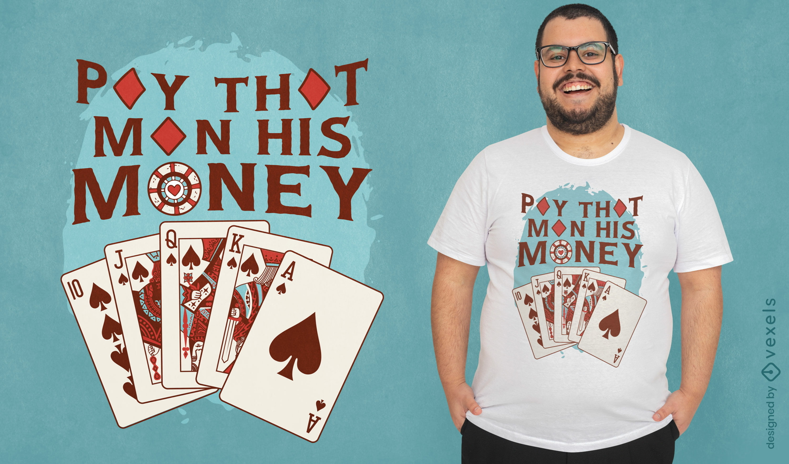 Design de t-shirt de passatempo de jogo de cartas