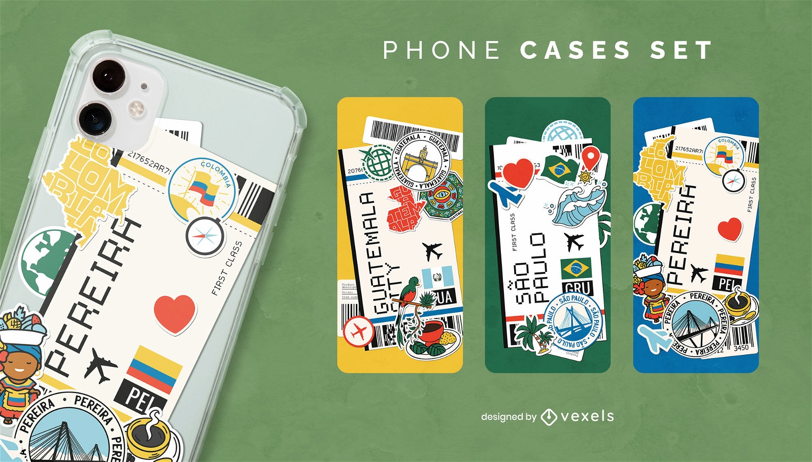 Boarding passes traveling phone cases set