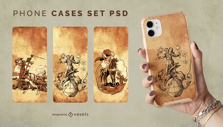 Vintage dragon phone case set