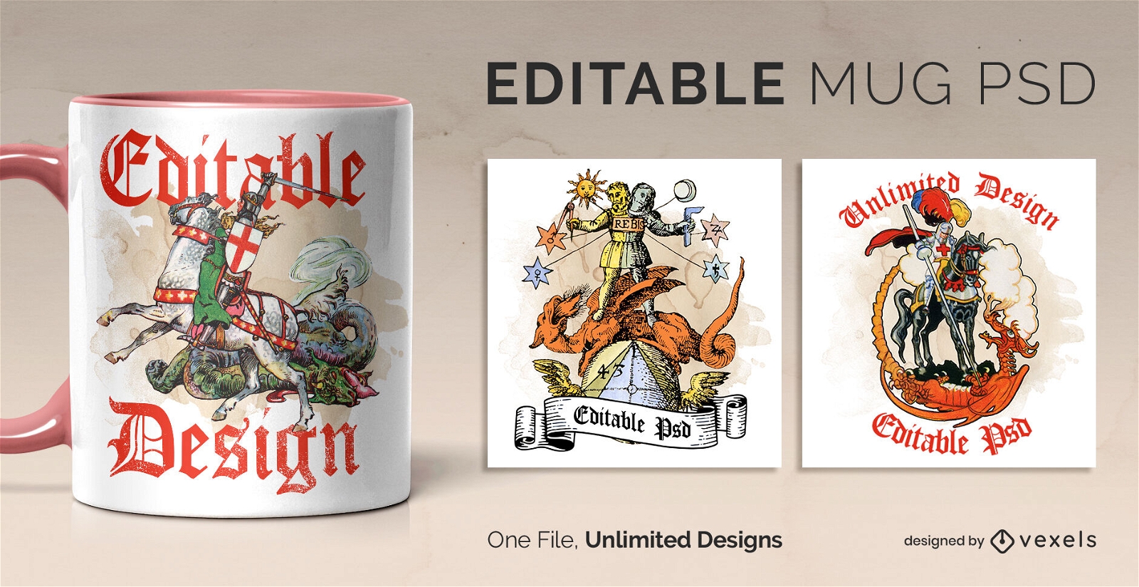 Vintage dragon scalable mug design