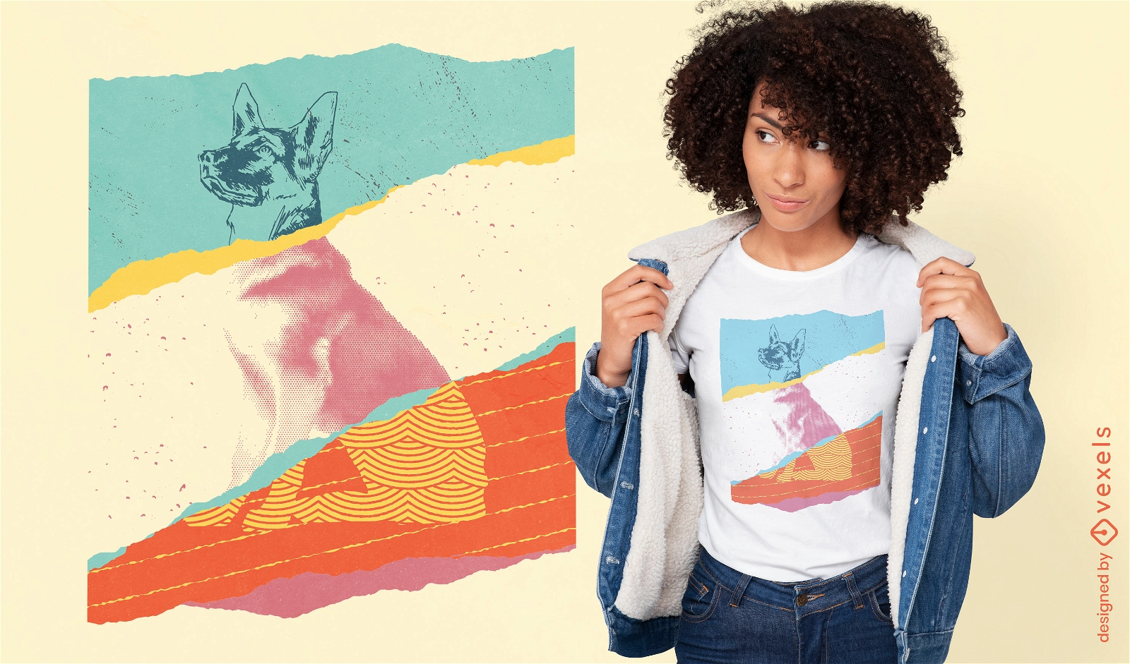 Hund Haustier Tier Collage T-Shirt-Design