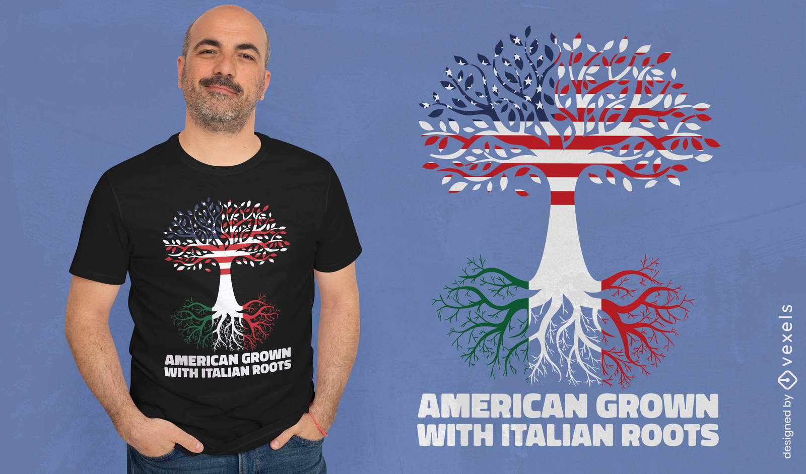 Diseño de camiseta italiana americana.