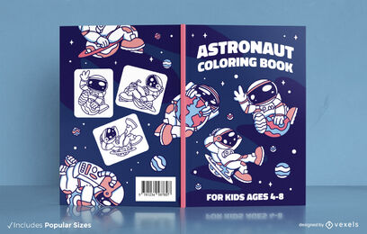 Design de capa de livro de colorir de astronauta